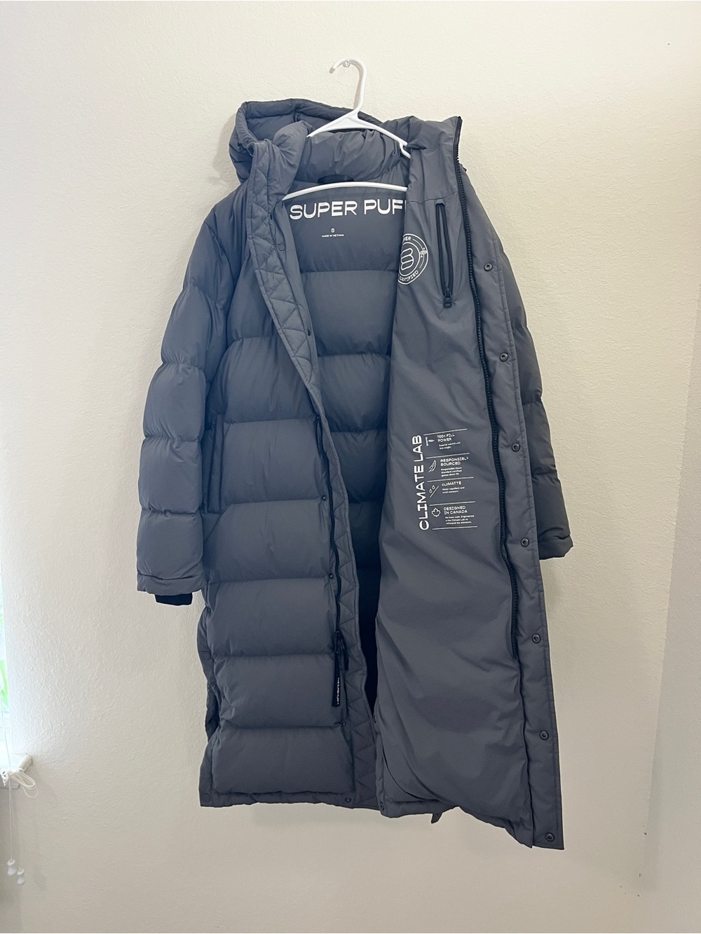 Aritzia Super Puff Long Puffer Coat in Charcoal